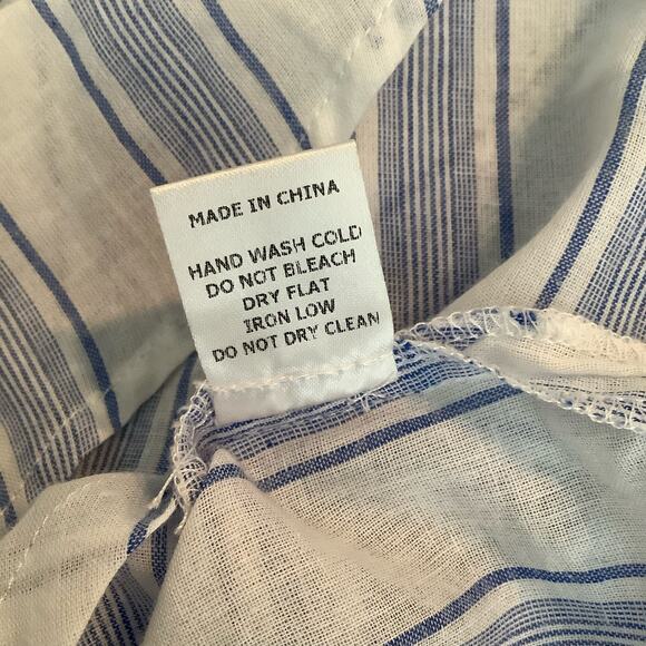 Lumiere Blue White Striped Tunic Top Long Sleeve Split Collar Large NWT - Picture 7 of 7